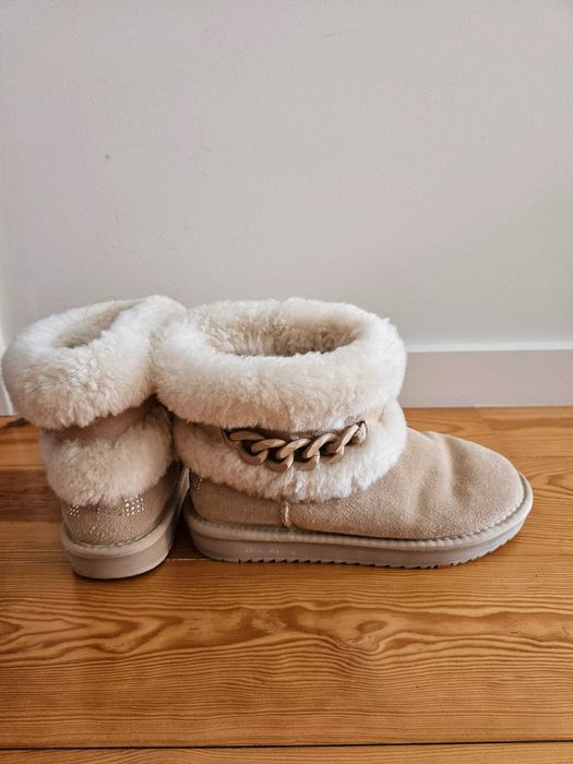 Botas de couro + lã