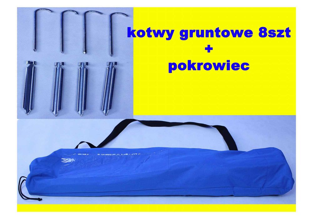 ZESTAW siatka 4m słupki kotwy do siatkówka badminton tenis zestaw 3w1