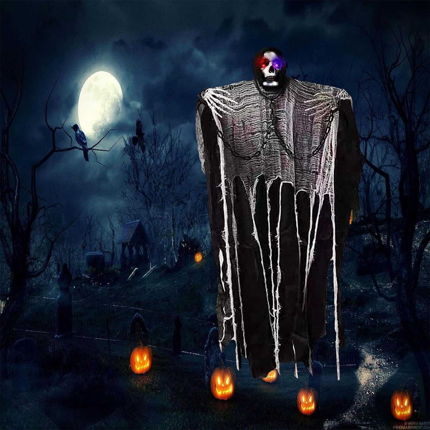 Dekoracje wiszące na Halloween Szkielet ducha 180cm x 100cm