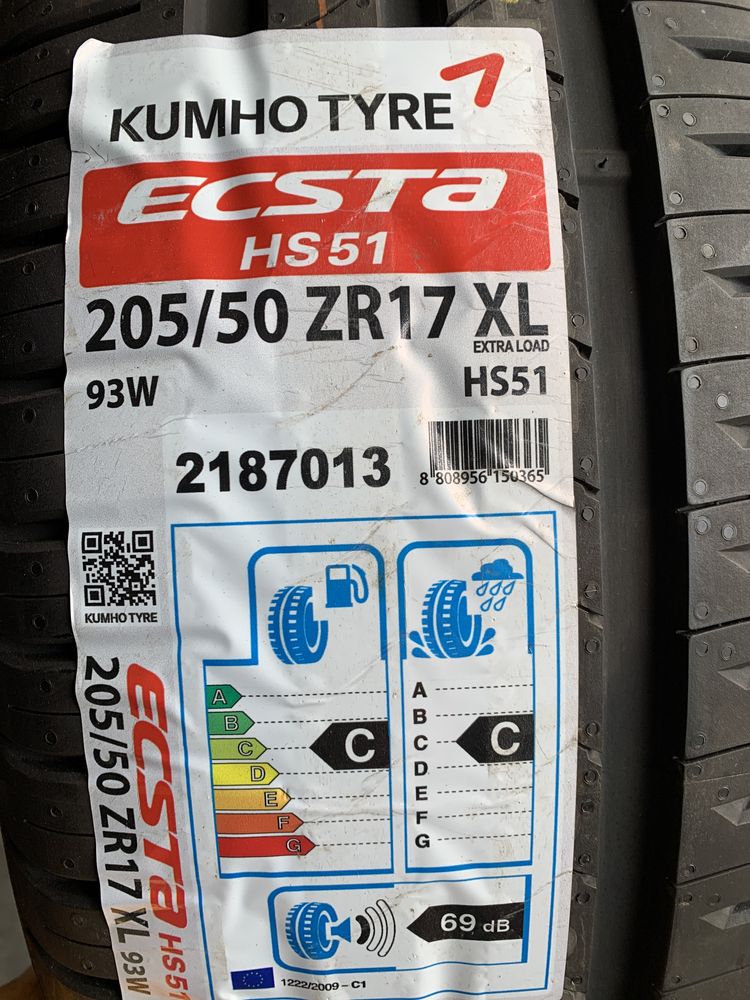 (1шт) нове 205/50R17 Kumho Ecsta HS51 (93W XL) літня шина