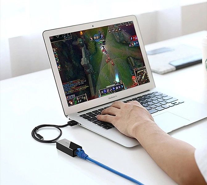 Ugreen zewnętrzna karta sieciowa RJ45 - USB 2.0/100 Mbps Ethernet czar