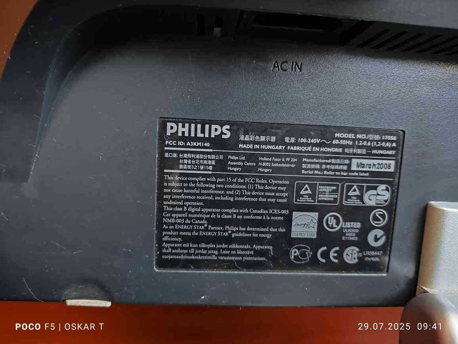 Monitor Philips 170S VGA