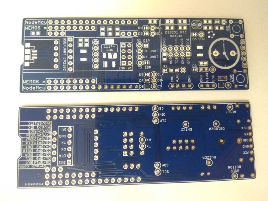 Плата для сборки часов на ESP8266(Nodemcu, Wemos) и дисплее с MAX7219