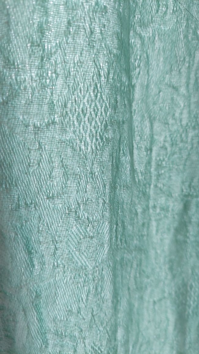 Elegancka, długa zasłona na przelotkach żakard cotton blue pastel