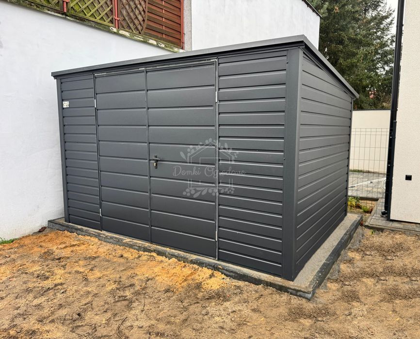 Schowek domek ogrodowy 4x2,5m  Brama dwuskrzydłowa  antracyt  ID884