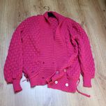 Ciepły różowy vintage sweter damski z grubym splotem