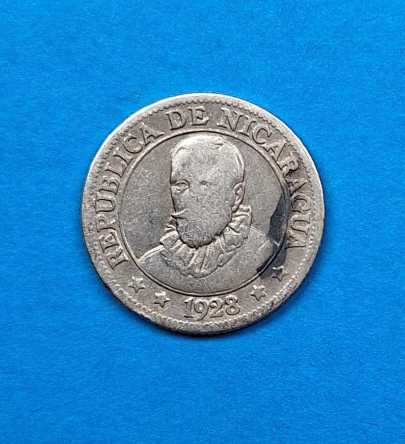 Nikaragua 10 centavo rok 1928, dobry stan, srebro 0,800