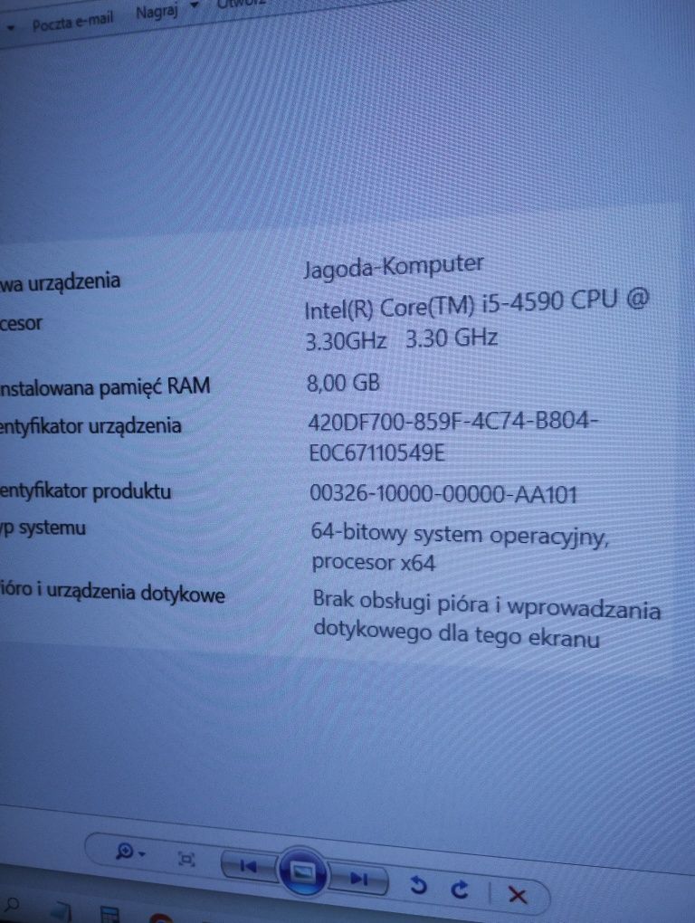 Komputer stacjonarny i5-4590 Asus.
