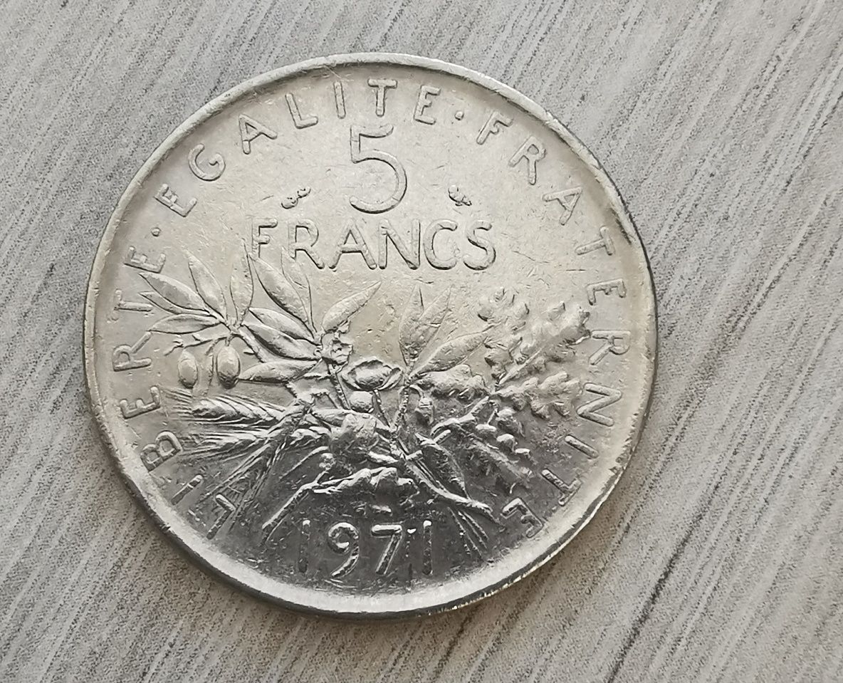 5 francs franków francuskich 1971