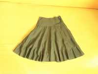 spódnica midi monsoon cottagecore len khaki falbany 44