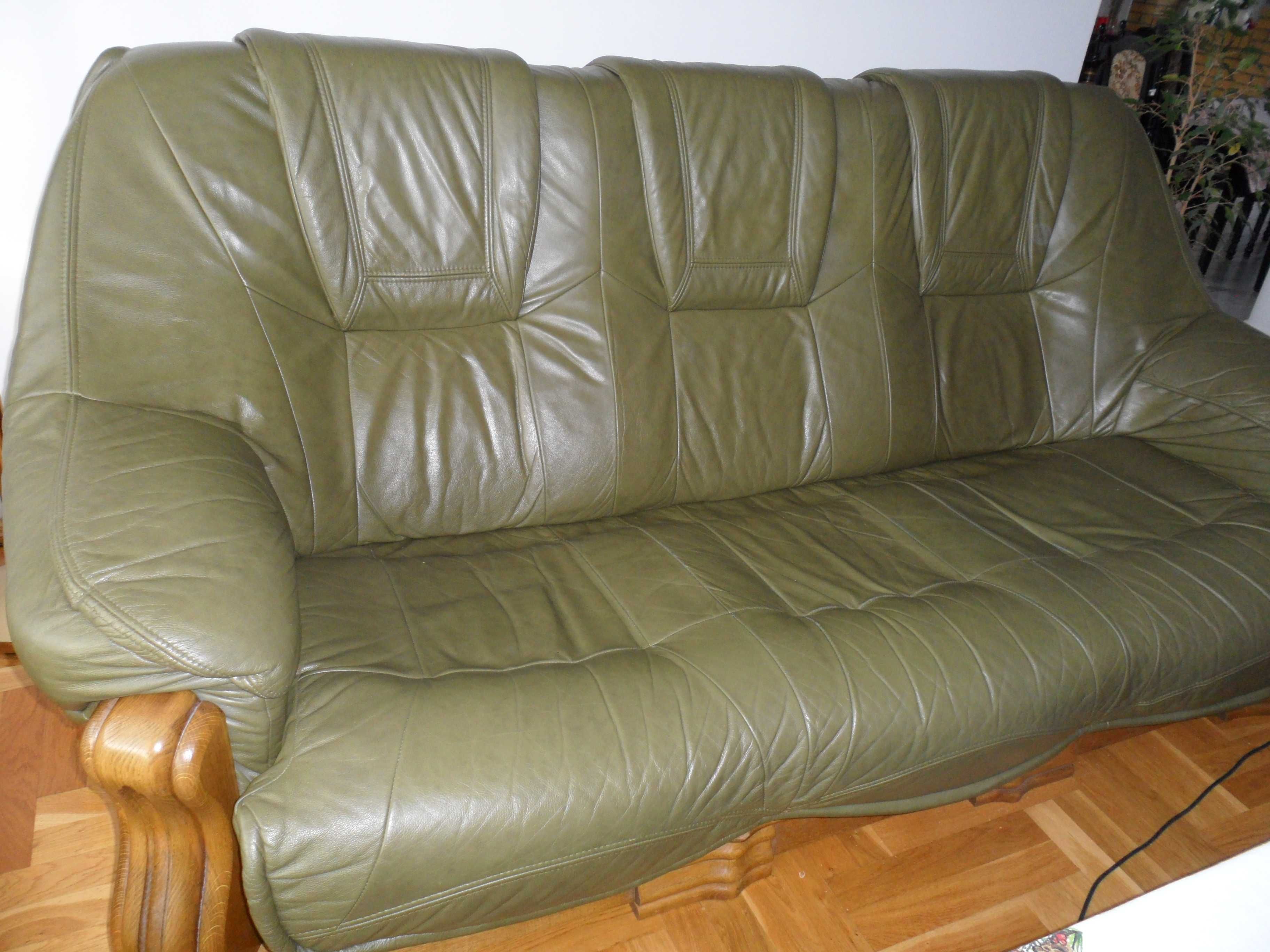 kanapa sofa skóra dąb