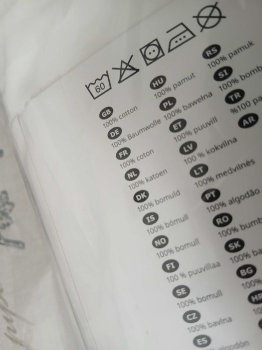 IKEA HAMPFLOCKEL komplet pościeli bawełna perkal 200x200 biały