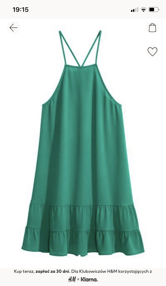 Letnia sukienka H&M butelkowa zieleń Nowa z metką