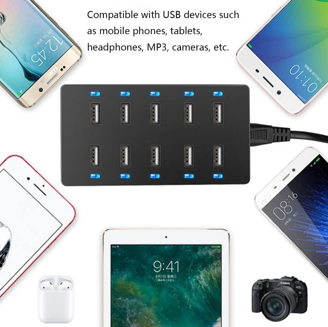 ładowarka USB, wiele gniazd USB, 50W 10USB