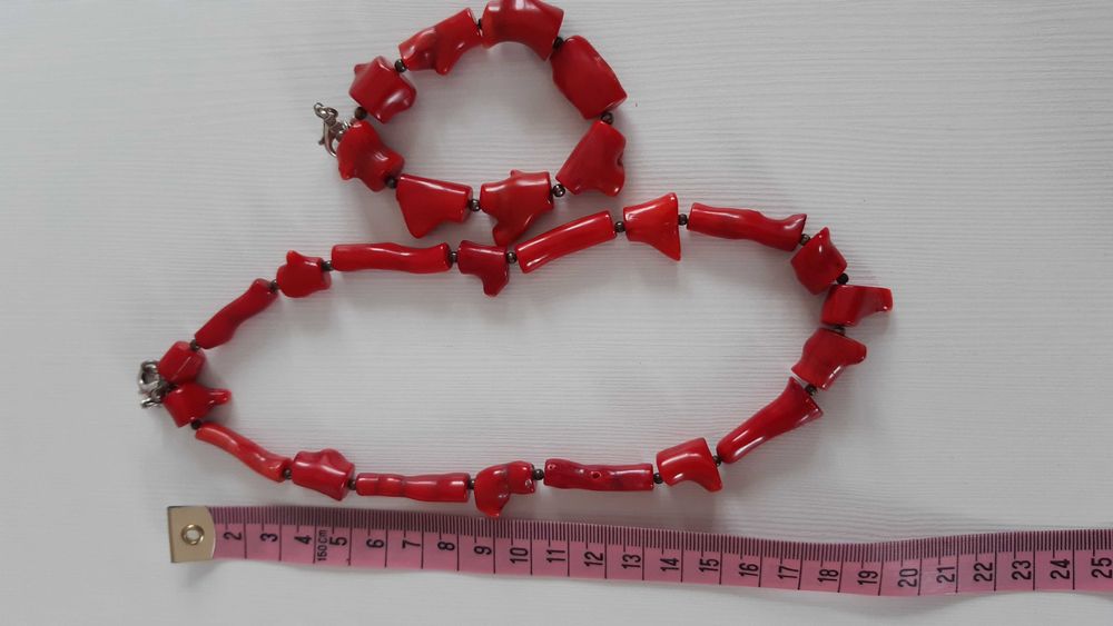 Korale i bransoletka  z naturalnego korala czerwone