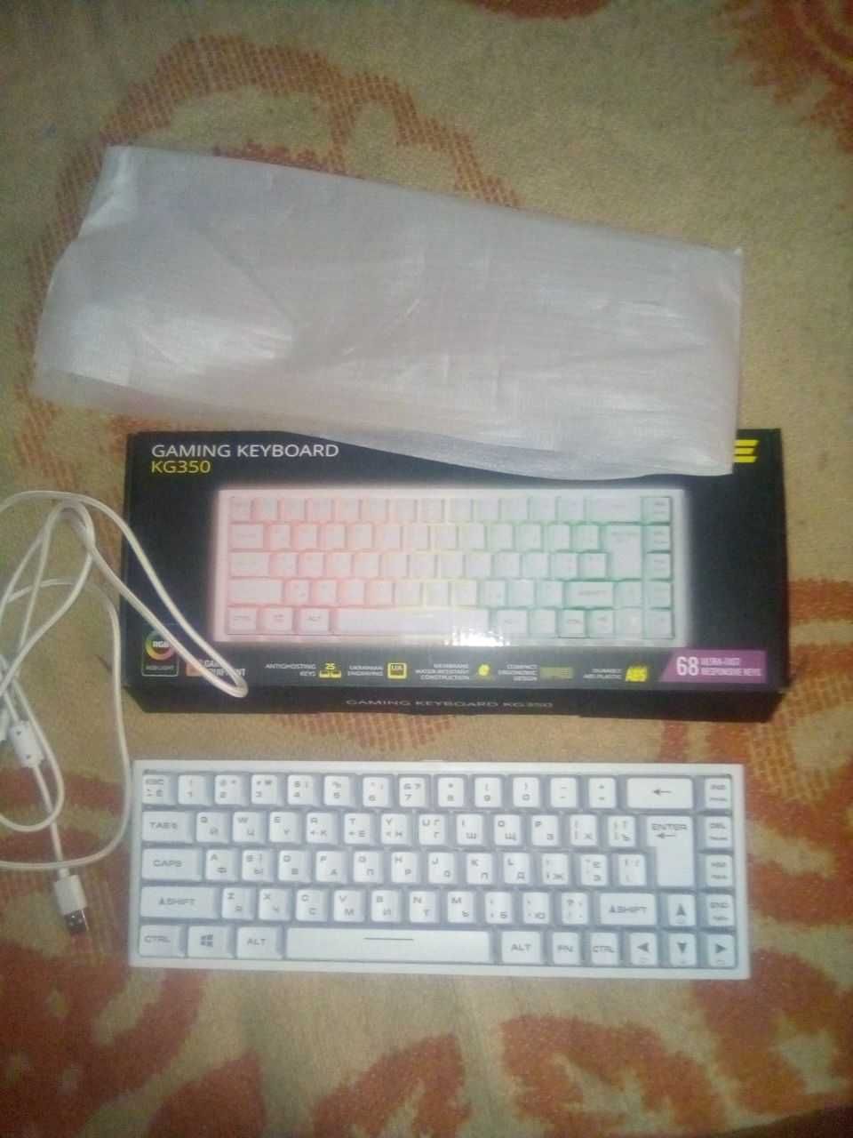 Клавиатура 2E Gaming KG350 RGB 68key USB white Gaming