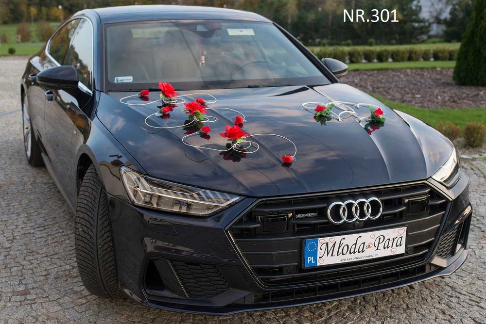 Dekoracja samochodu.Ślubne ozdoby na samochód.Dekoracje na auto 301