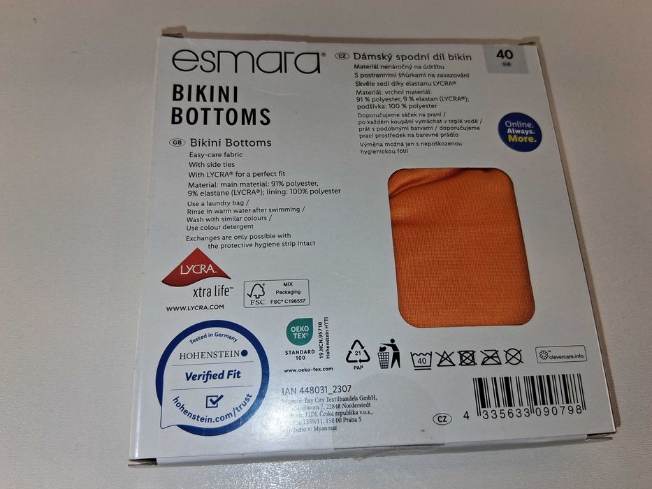 A020 Dół Od Bikini Damski Esmara Pomarańczowy Rozmiar 40