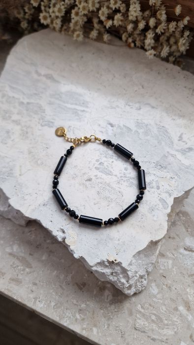 Bransoletka z czarnego turmalinu i onyksu bransoletka z onyksu