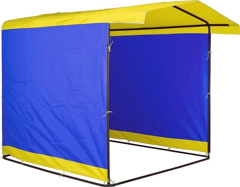 Торговая палатка желто синяя, тент желтая крыша синие бока