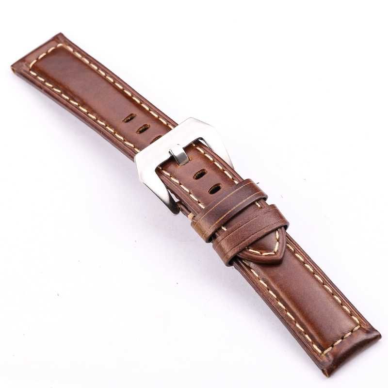 Grubszy pasek do zegarka 20mm brązowy skórzany z klamrą pre-v