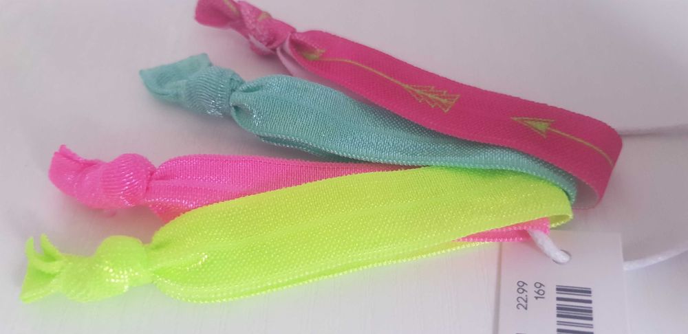 gumki do włosów tasiemki nowe 4szt neon pastel gumeczki nie ciągną