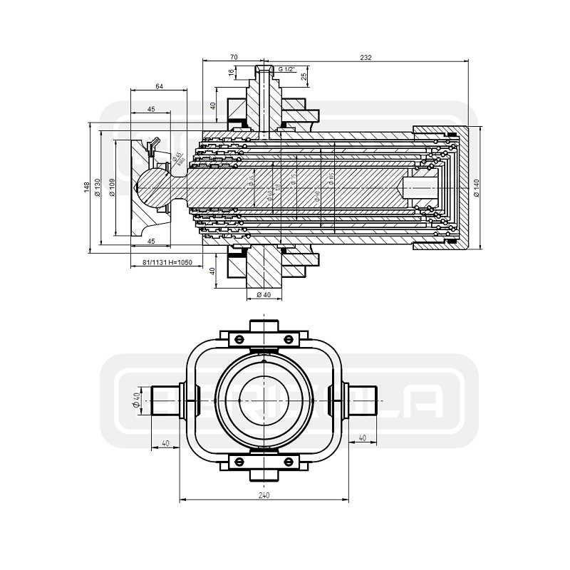 Cylinder siłownik tłok wywrotu przyczepy 8 ton 105/5/1050 z kołyską