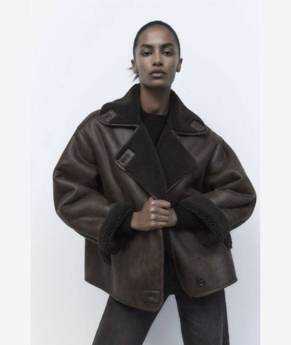 Дублянка Zara коричнева оверсайз з нової колекції