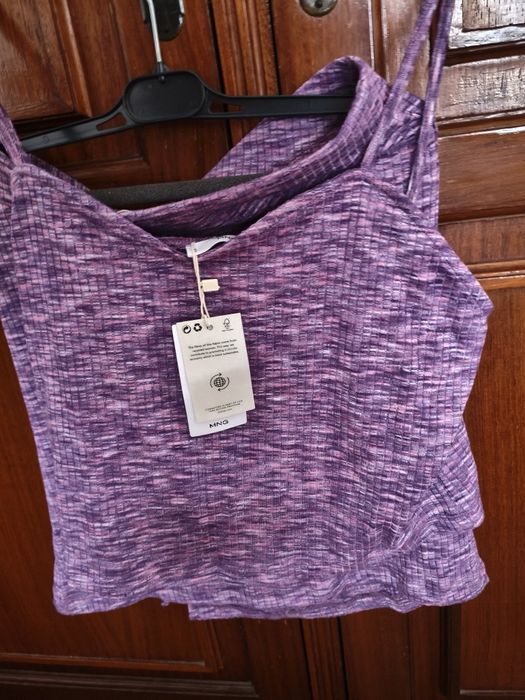 Conjunto top e saia Mango Roxo L XL