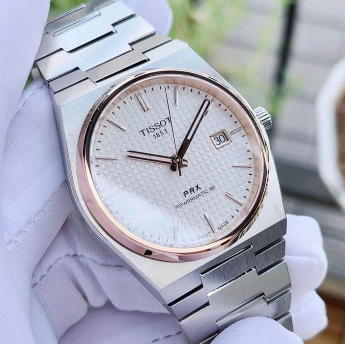 Tissot PRX Powermatic 80 40mm 04/2024 Dial Branco Bezel OURO ROSA PVD