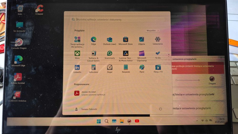 HP ENVY x360 Convertible 8G/ 512G W11, BRĄZ komplet_ uszkodzony Gdańsk