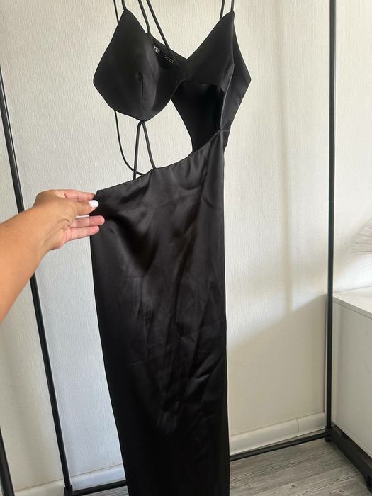 Платье коктейльное  черное шелк ZARA