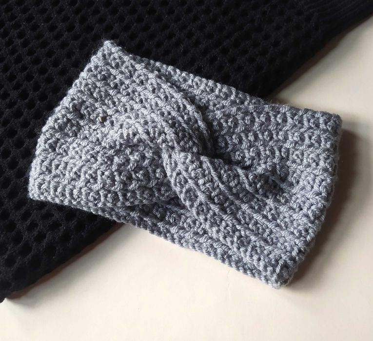 Szydełkowa Opaska Twist Przeplatana Handmade