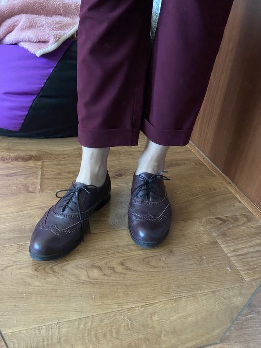 Кожаные туфли оксфорды р.37