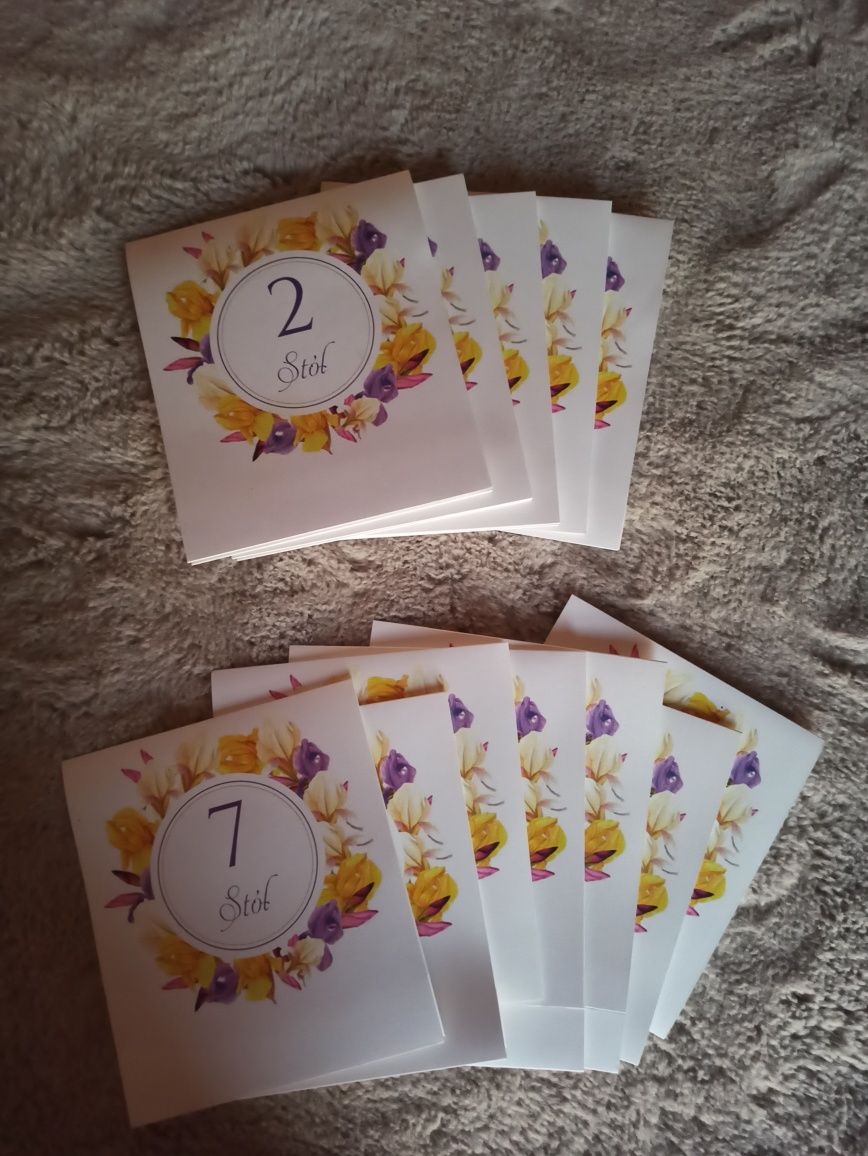 Numery stołów na wesele 1-13 kwiaty