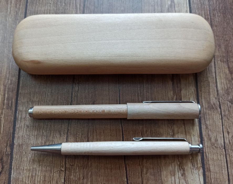 Drewniany zestaw pióro + długopis