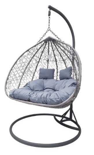 Fotel wiszące ogrodowy SZARY  Z PODUCHĄ - ekspozycja