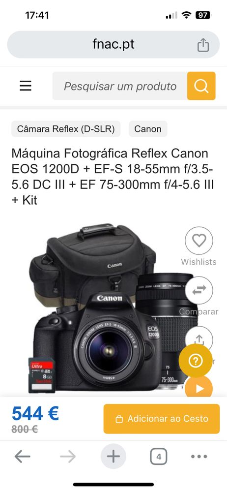 Canon EOS 1200D como nova