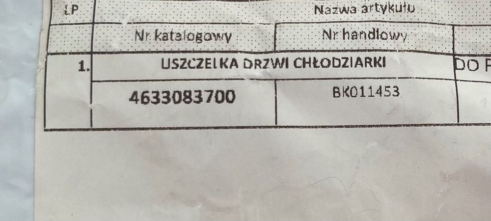 Uszczelka drzwi chłodziarki Beko