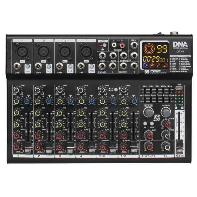DNA QFX8 analogowy mikser dźwięku 8 kanałów Bluetooth z procesorem DSP