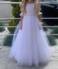 Suknia komunijna z salonu sukien ślubnych, r 134, dla księżniczki