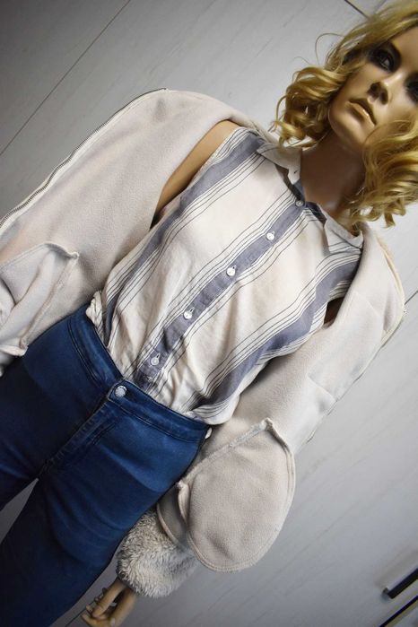 Bluza 34 XS zasuwana ciepła pluszowa z kapturem oversize ocieplana