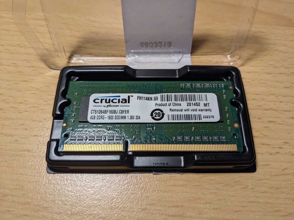 Pamięć ram crucial 2x4gb ddr3 1600 sodimm 1,35v