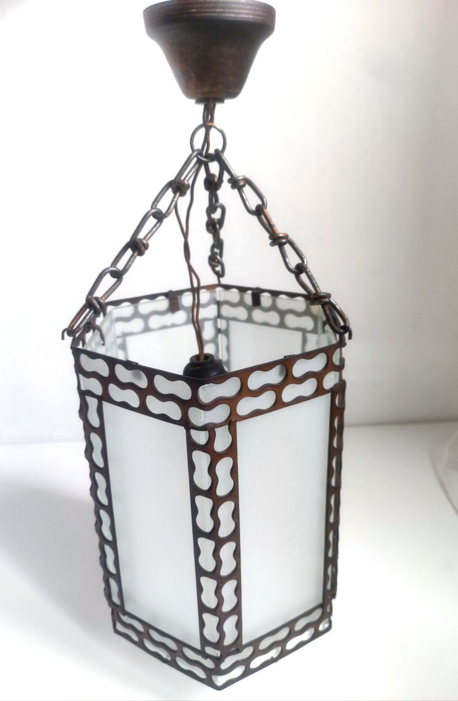 lampa sufitowa loft lata 50. ażurowa szkło
