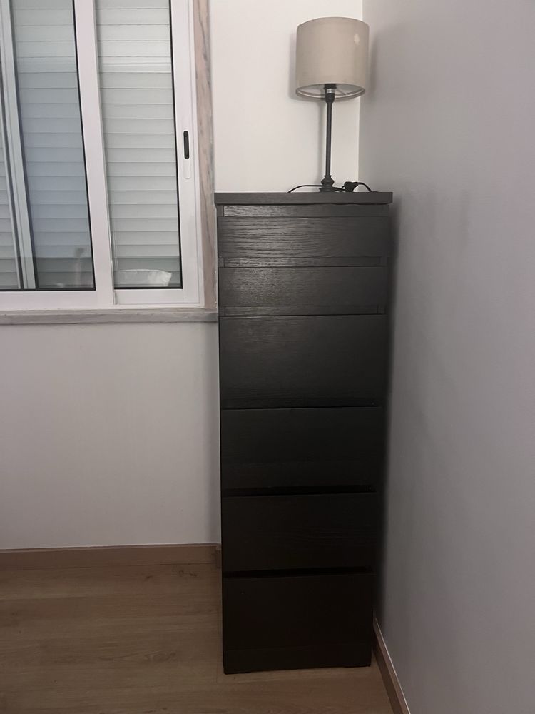 Comoda com 6 gavetas malm preta