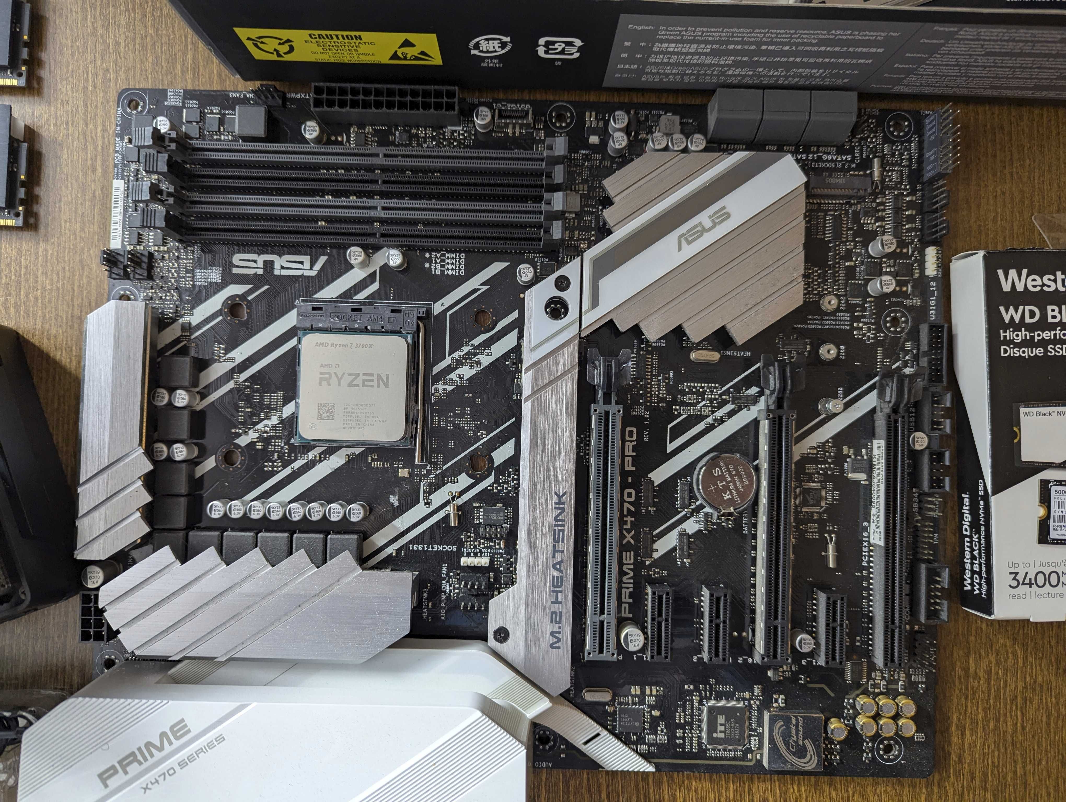 Zestaw PC Gaming Asus X470-Pro AMD Ryzen 7 3700X WD Black M2 500 Win7