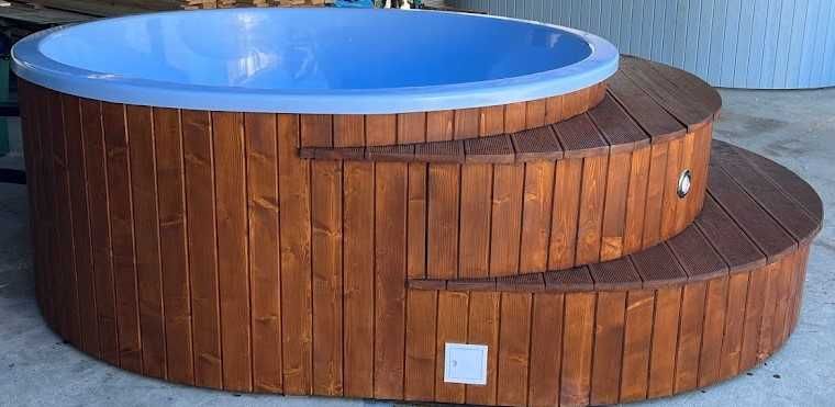 NOWA CAŁOROCZNA balia ogrodowa 6-8 osób śred 220cm bogate wyposażenie