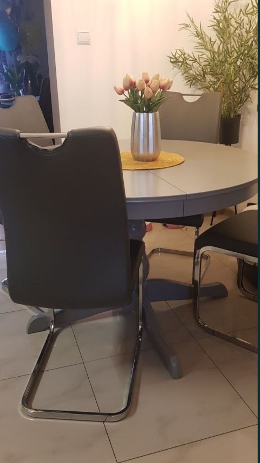 Krzesła 4x fotele ekoskóra na płozach bujane chrom 1/2ceny tanio dowóz