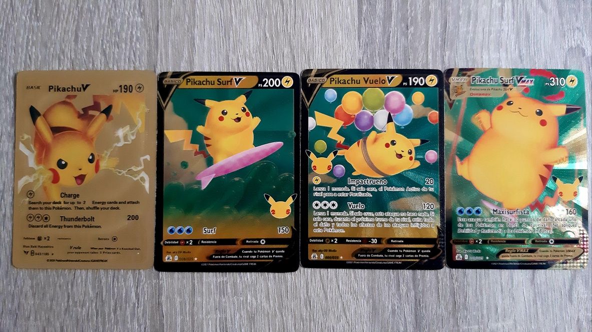 Cartas de Pokemon Gold Pikachu's