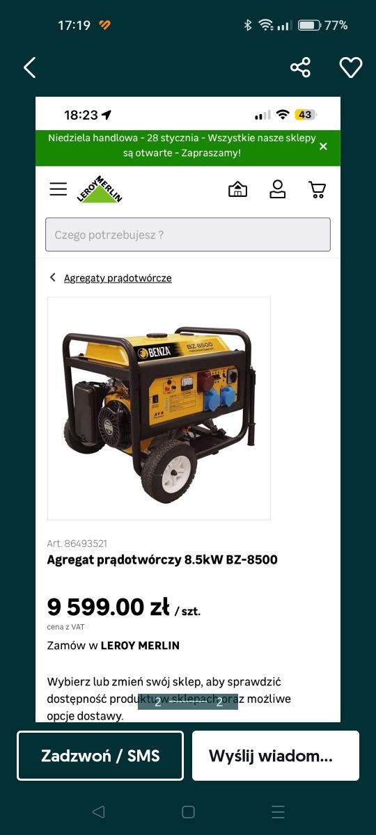 Agregat prądotwórczy benza 8.5kw